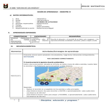 Sesión de aprendizaje Sor Ana de los Ángeles