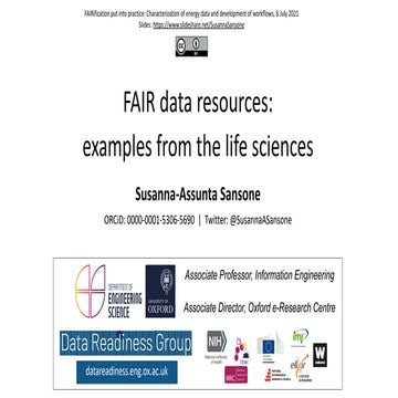 FAIR resources, selected examples from ELIXIR-related projects