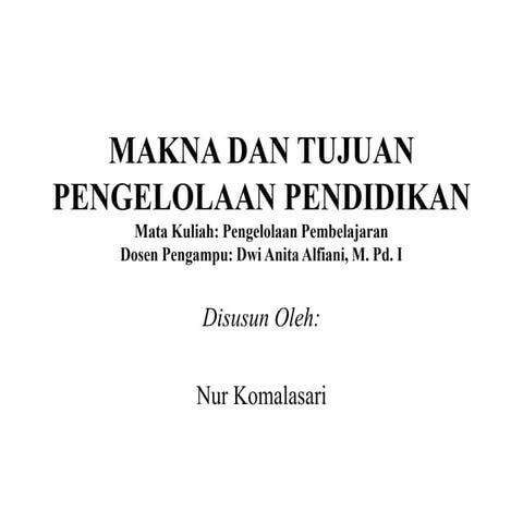 PENGELOLAAN PENDIDIKAN
