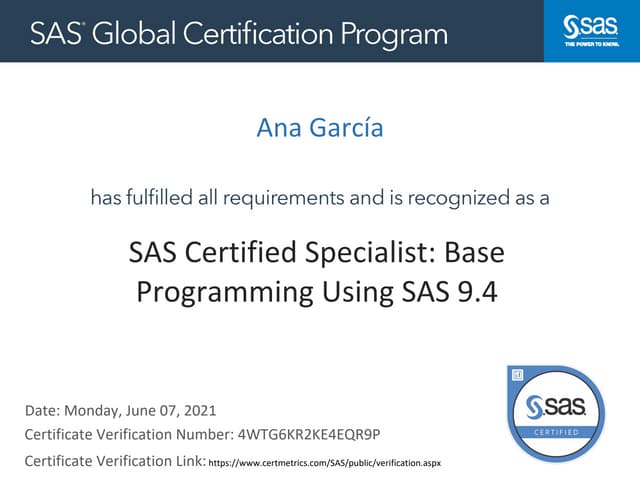 Sas Certified Specialist: Base Programming Using Sas 9.4 | PDF