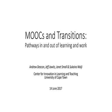 MOOCs and Transitions: Pathways in and out of learning and work