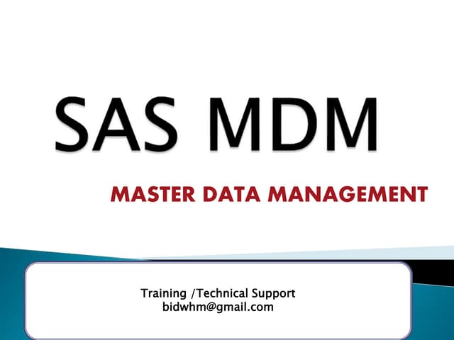 SAS MDM TRAINING ,SAS MDM SYLLABUS