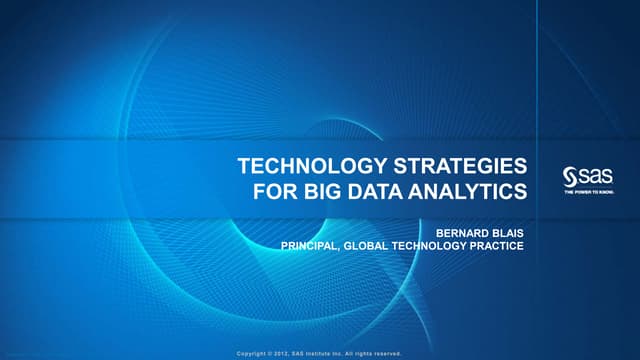 Technology Strategies for Big Data Analytics, 