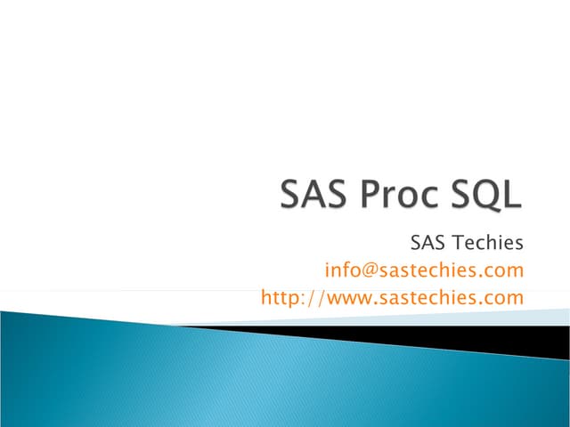 SAS Proc SQL