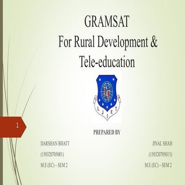 GRAMSAT - For rural development & tele-education
