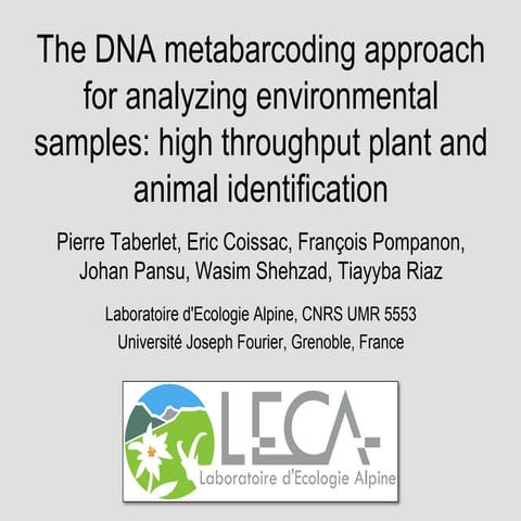 Pierre Taberlet - Saturday Closing Plenary