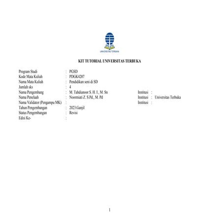 SAT-RAT. Pendidikan Seni di Sekolah Dasar (SD)docx | DOCX