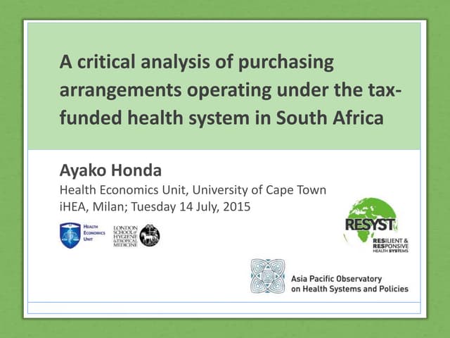 A critical analysis of purchasing a...