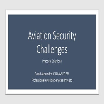 Aviation Security Challenges: Practical Solutions
