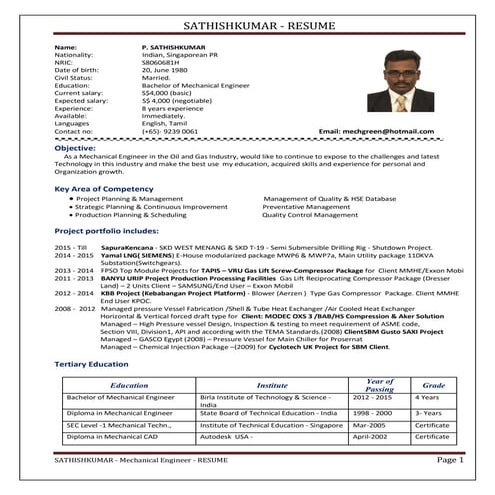 Sathishkumar   mechanical engineer - 2016
