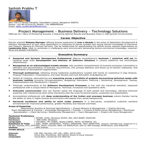 Sathish Prabhu Resume