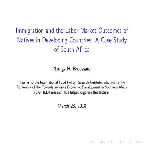 Immigration and the Labor Market Outcomes of Natives in Developing Countries:...