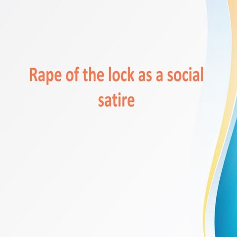 Rape of the Lock as A Social Satire 