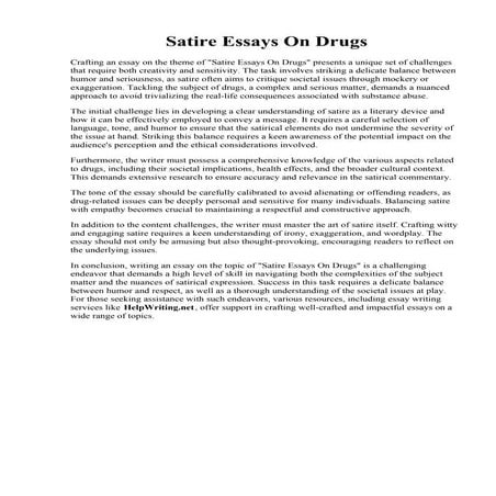Satire Essays On Drugs