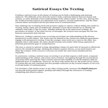 Satirical Essays On Texting. Nova Southeastern University