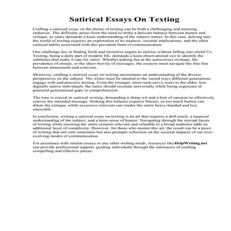 Satirical Essays On Texting