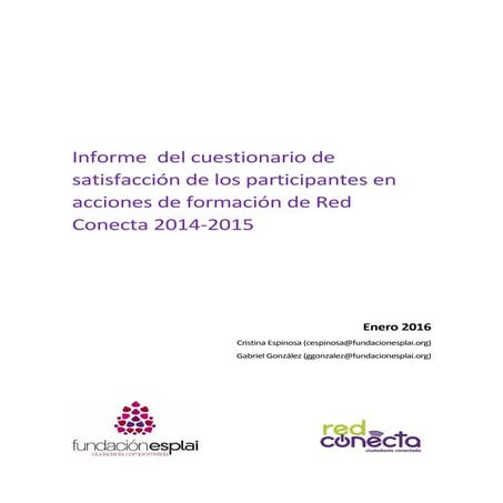 Satisfacción de los usuarios informe 2014 2015 Red Conecta