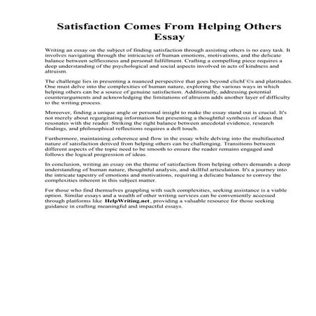 Satisfaction Comes From Helping Others Essay.pdf