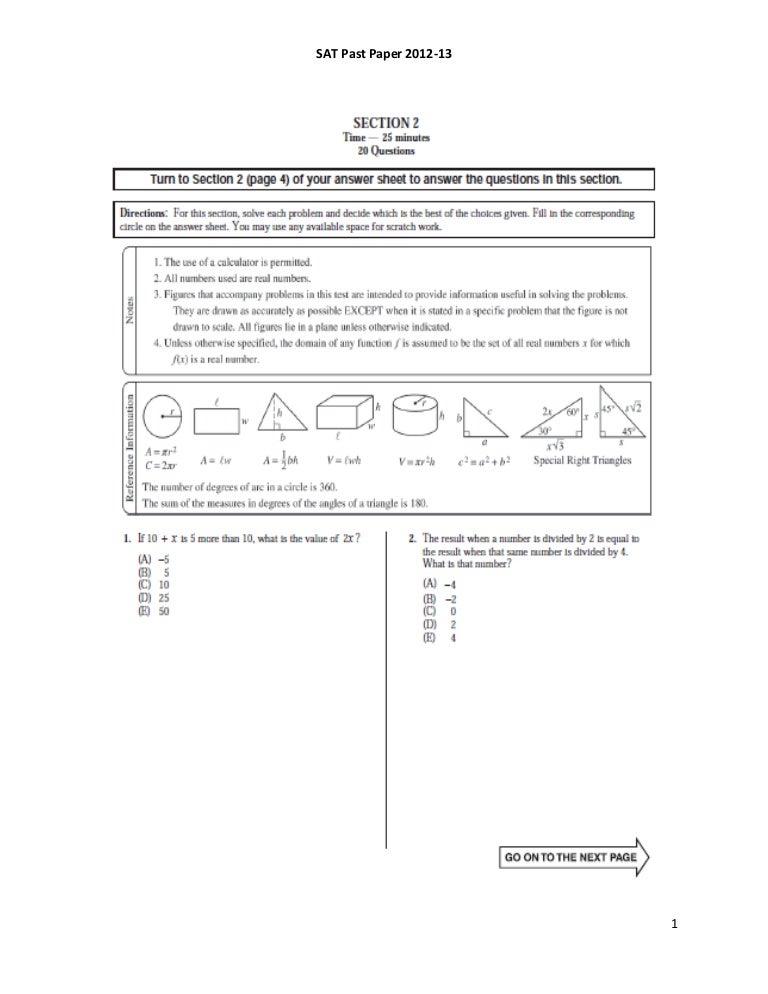 SAT past paper 2012 13 qp
