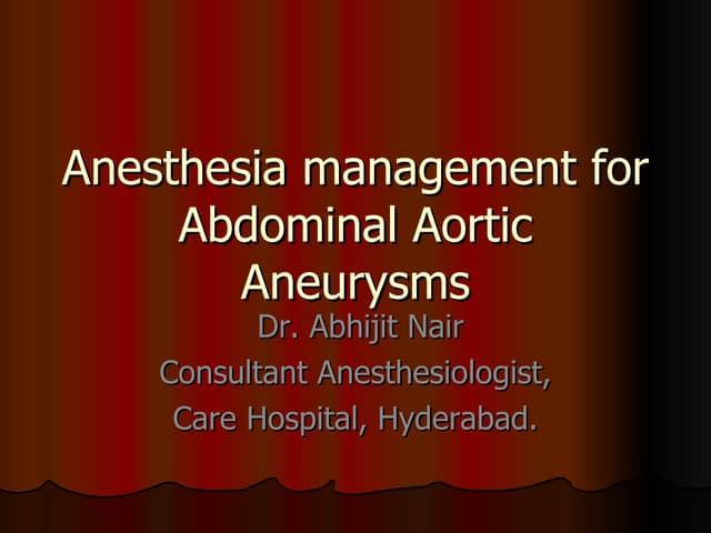 anesthesia for vascular surgery