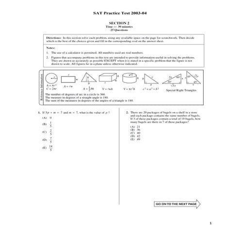 SAT practice test 2003 04 qp