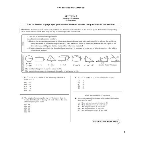 SAT practice test 2004 05 qp