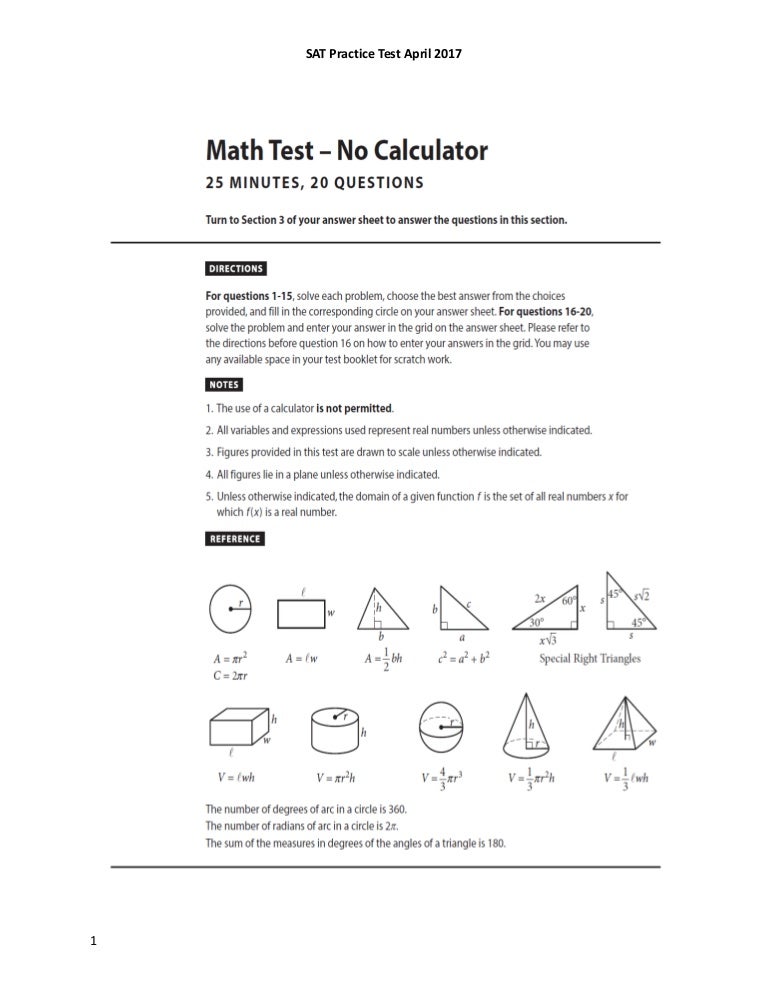 SAt Practice Test April 2017 Qp SAt Practice Test April 2017 Qp