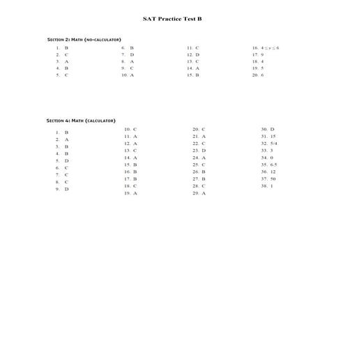 SAT practice test B ans key