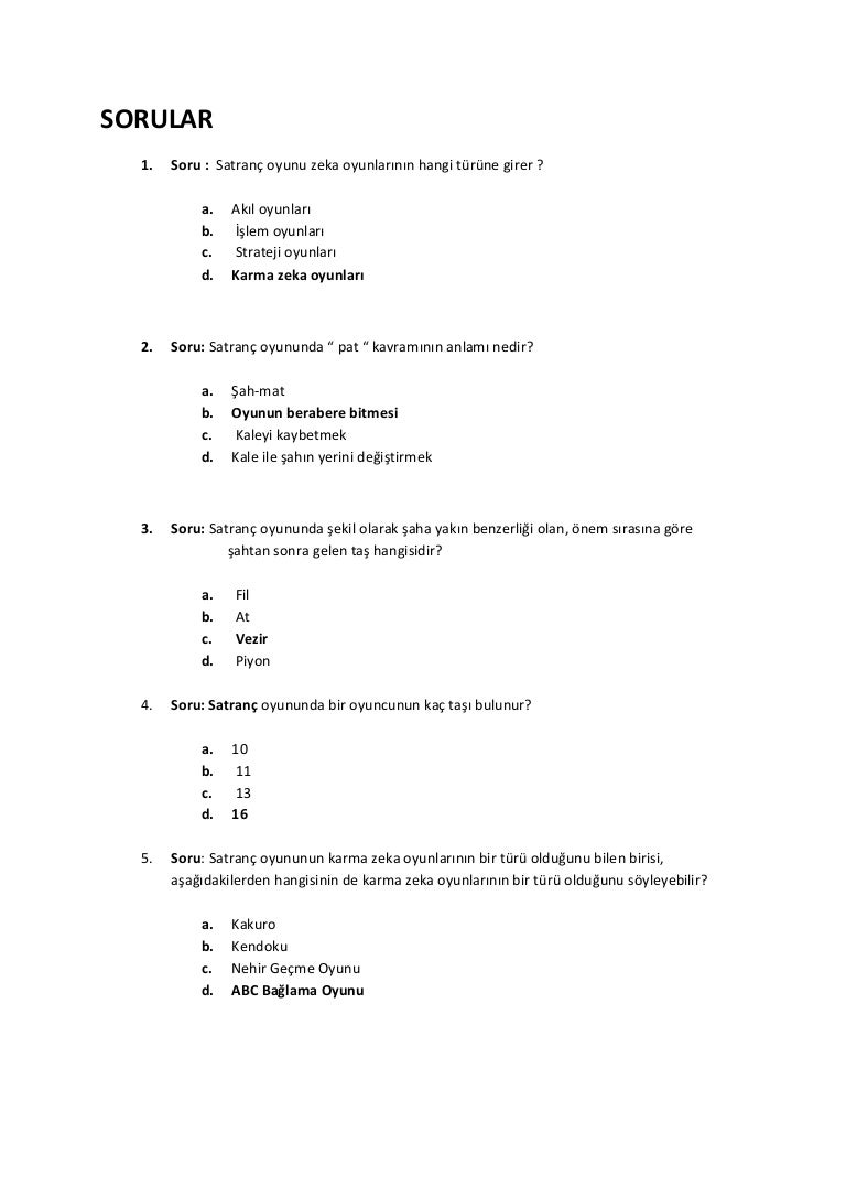 satrancla ilgili sorular