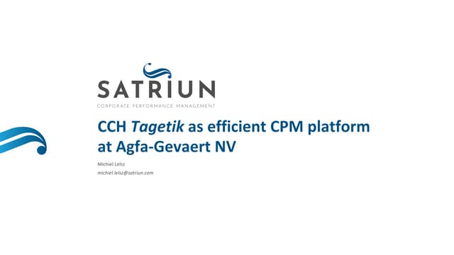 Agfa case  - CCH Tagetik as efficient CPM platform at Agfa