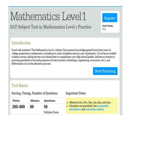 Sat Subject Test Math I