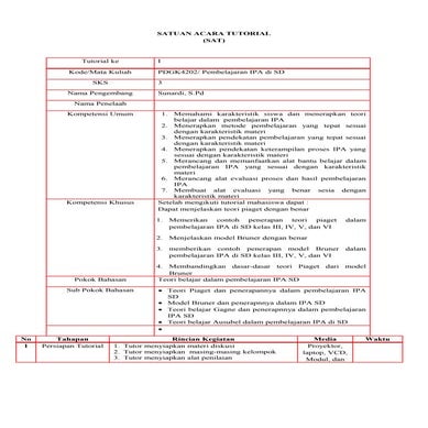 Satuan acara tutorial