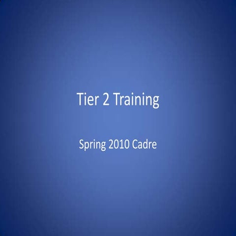Saturday tier 2 training