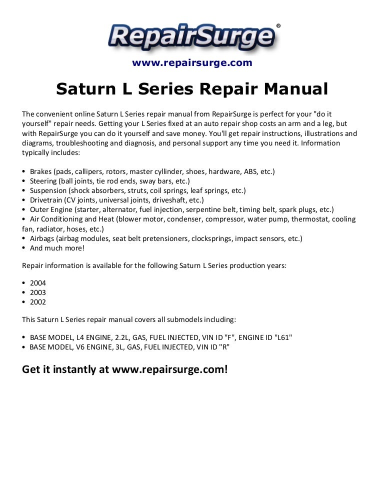 Saturn l series repair manual 2002 2004