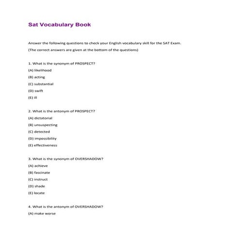 Sat Vocabulary Book