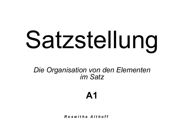 Satzstellung A1