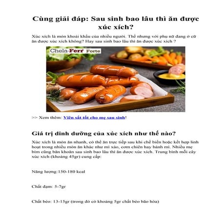 Cùng giải đáp: Sau sinh bao lâu thì ăn được xúc xích?