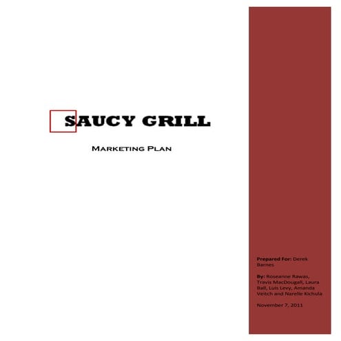 Saucy grill   marketing plan