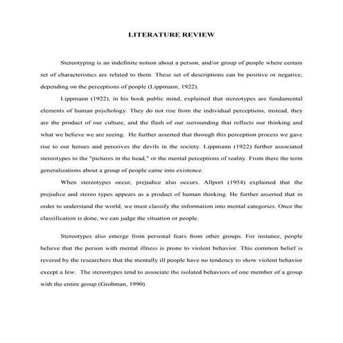 Literature review on Stereotypes in Saudi Arabia