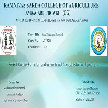 Indian and international standards for food products | PPTX