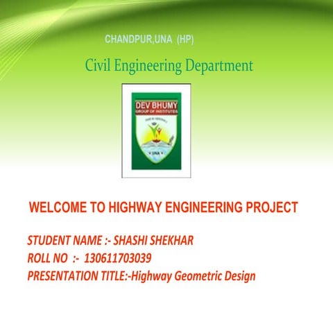 HIGHWAY  ppt BY SHASHI SHEKHAR DBGI