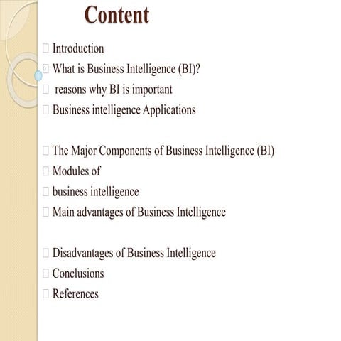 BUSINESS INTELLIGENCE