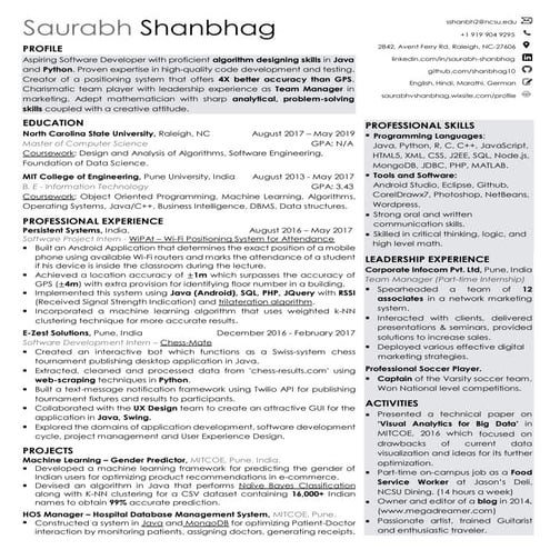 Saurabh shanbhag resume