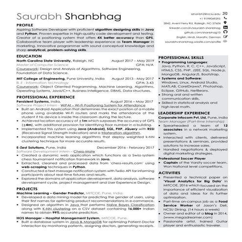 Saurabh shanbhag resume