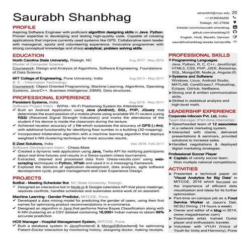 Saurabh shanbhag resume
