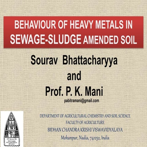 BEHAVIOUR OF HEAVY METALS IN SEWAGE-SLUDGE AMENDED SOIL