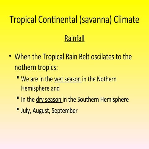 Savannah Rainfall. Explanation of the alternation of two seasons, one dry and...