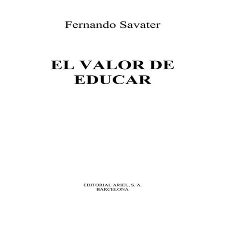 Savater El Valor De Educar