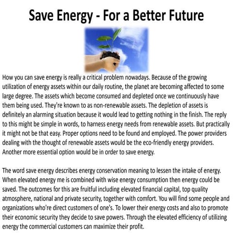 Save energy for a better future