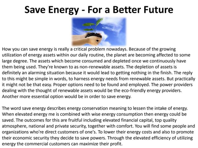 Save energy for a better future